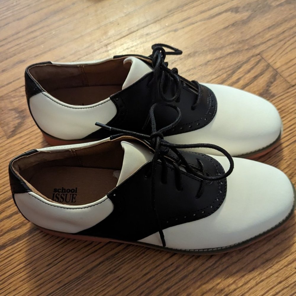 SCHOOL ISSUE UPPER CLASS WHITE/BLACK SADDLE OXFORDS YOUTH BRAND NEW